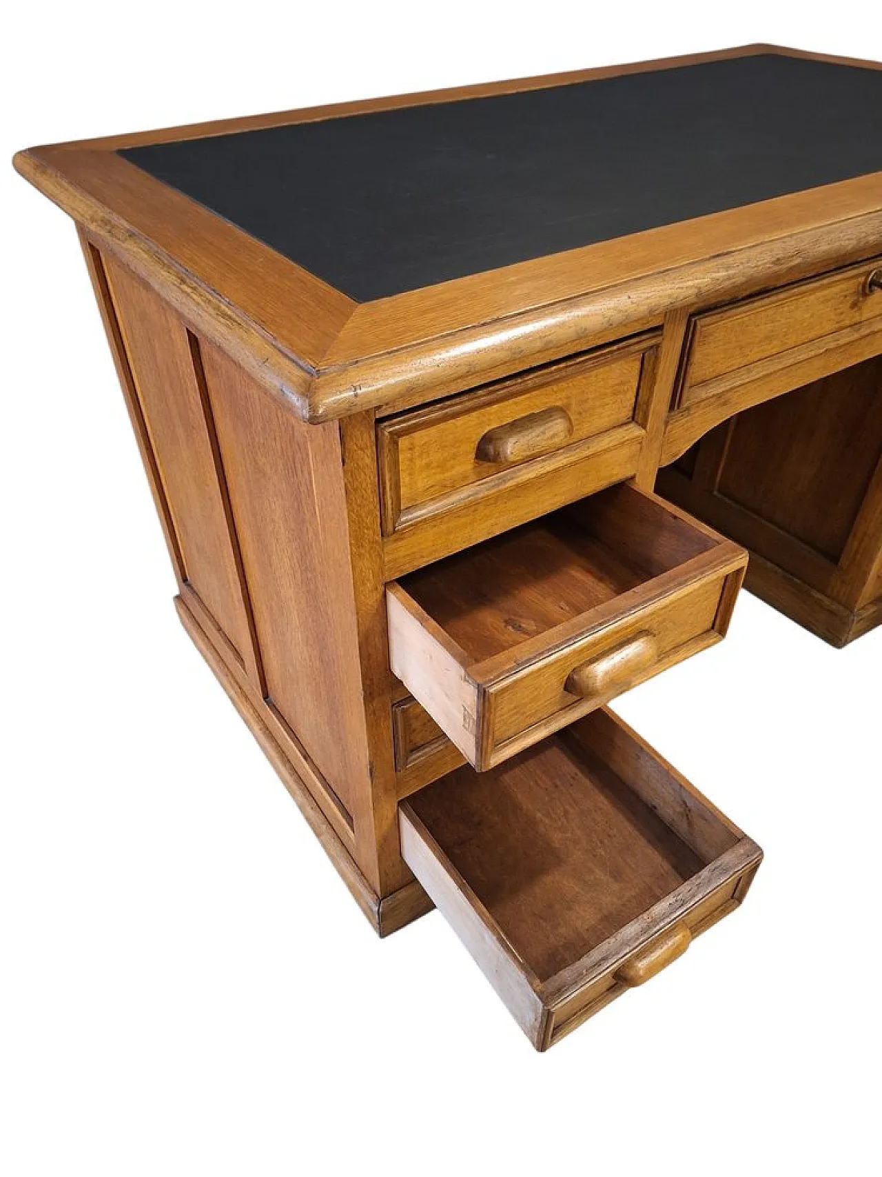 Oak executive desk with leather top, 1940s 6