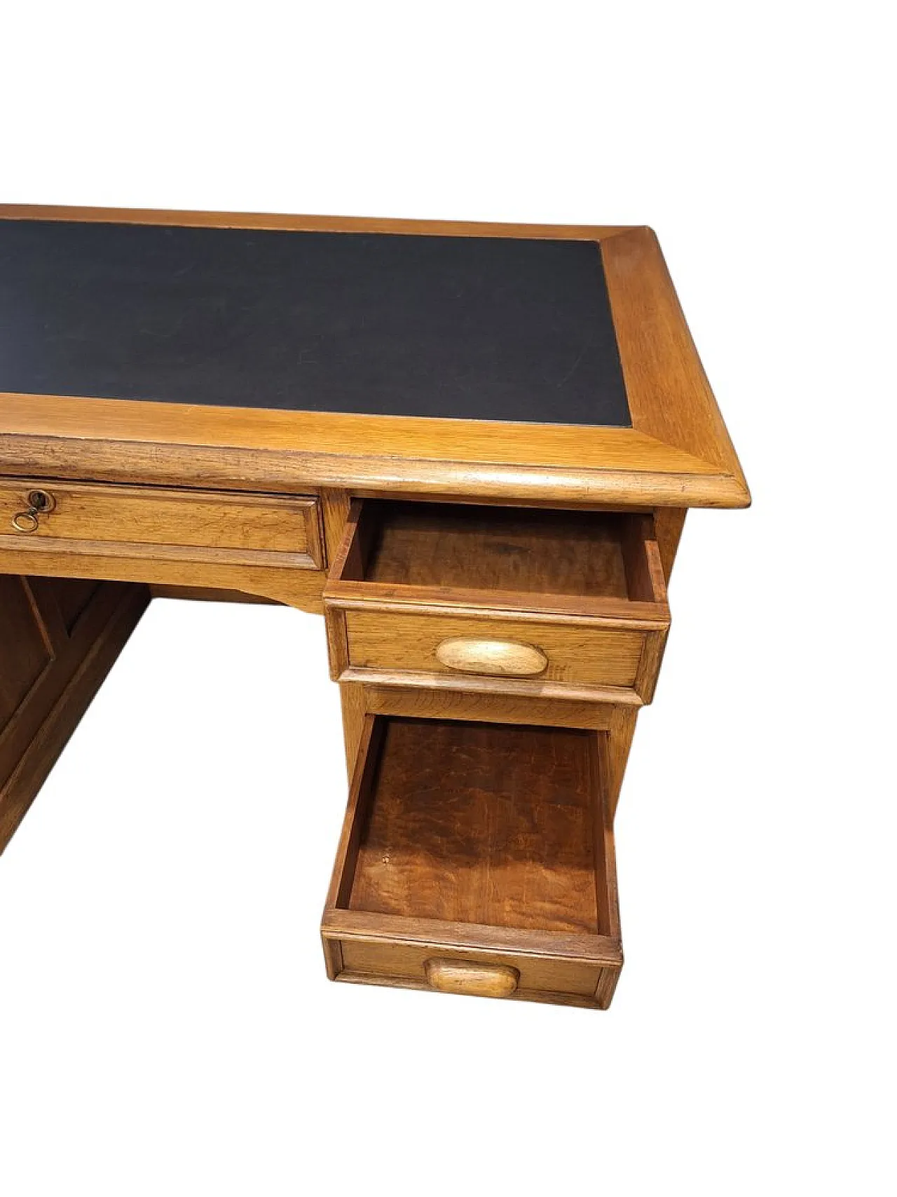 Oak executive desk with leather top, 1940s 7
