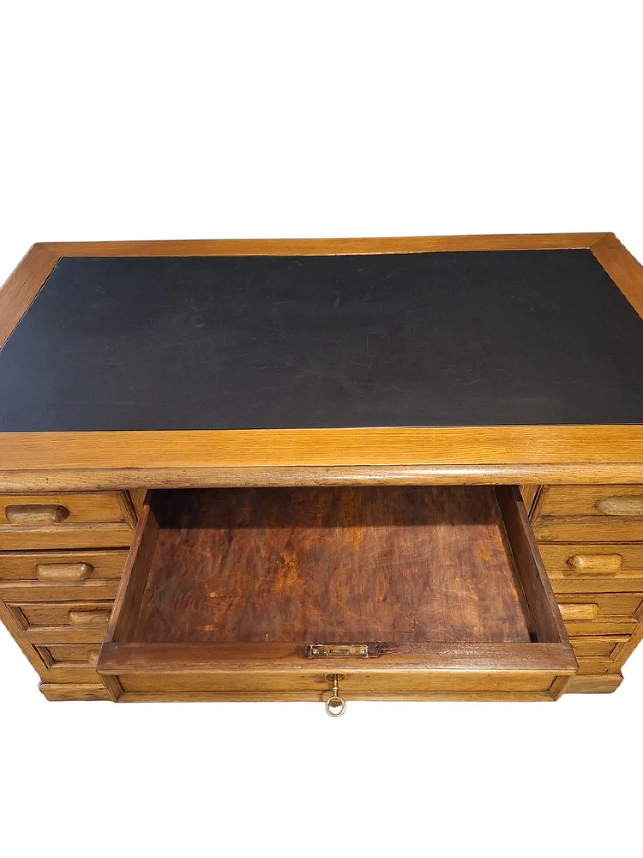 Oak executive desk with leather top, 1940s 8