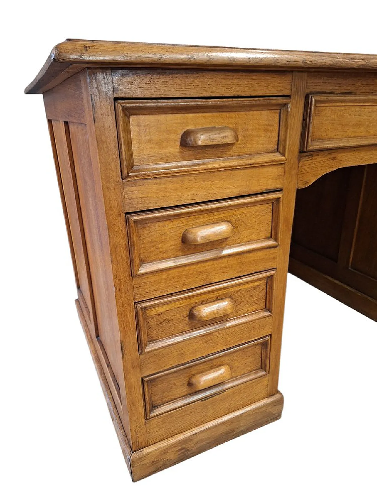 Oak executive desk with leather top, 1940s 9