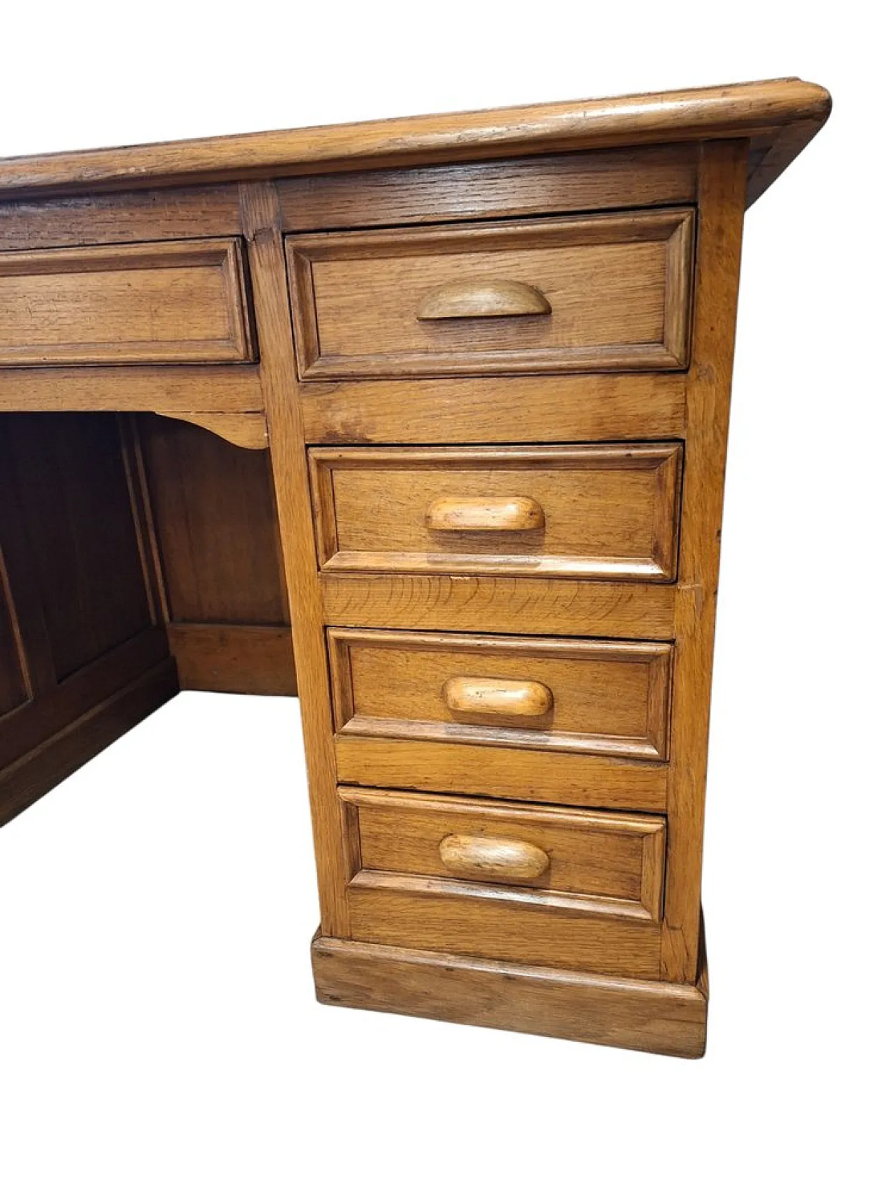 Oak executive desk with leather top, 1940s 10