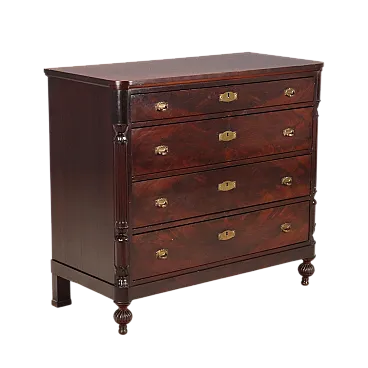 Cassettiera Luigi Filippo in mogano e marmo, fine '800