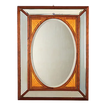 Specchio in mogano con finiture e intarsi in acero, '800