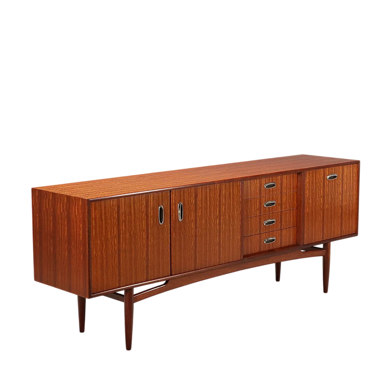 Credenza impiallacciata in teak e inserti in metallo, '900 11