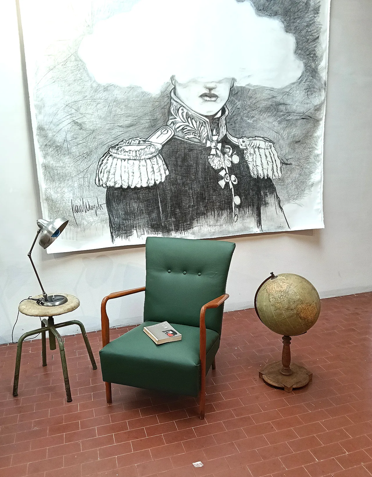 Pair of armchair 401 by Cassina walnut, calfskin, 50s 21