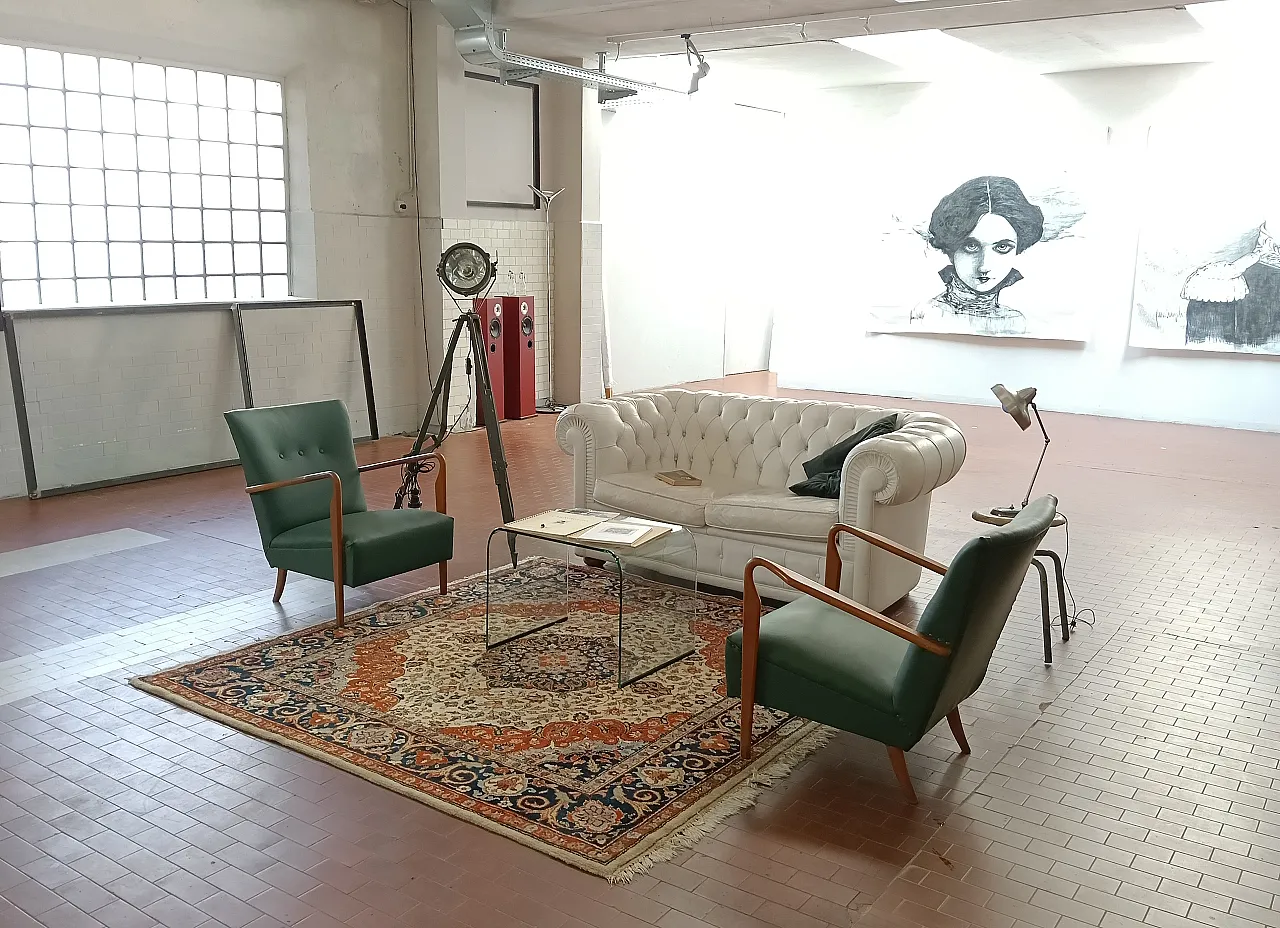 Pair of armchair 401 by Cassina walnut, calfskin, 50s 30