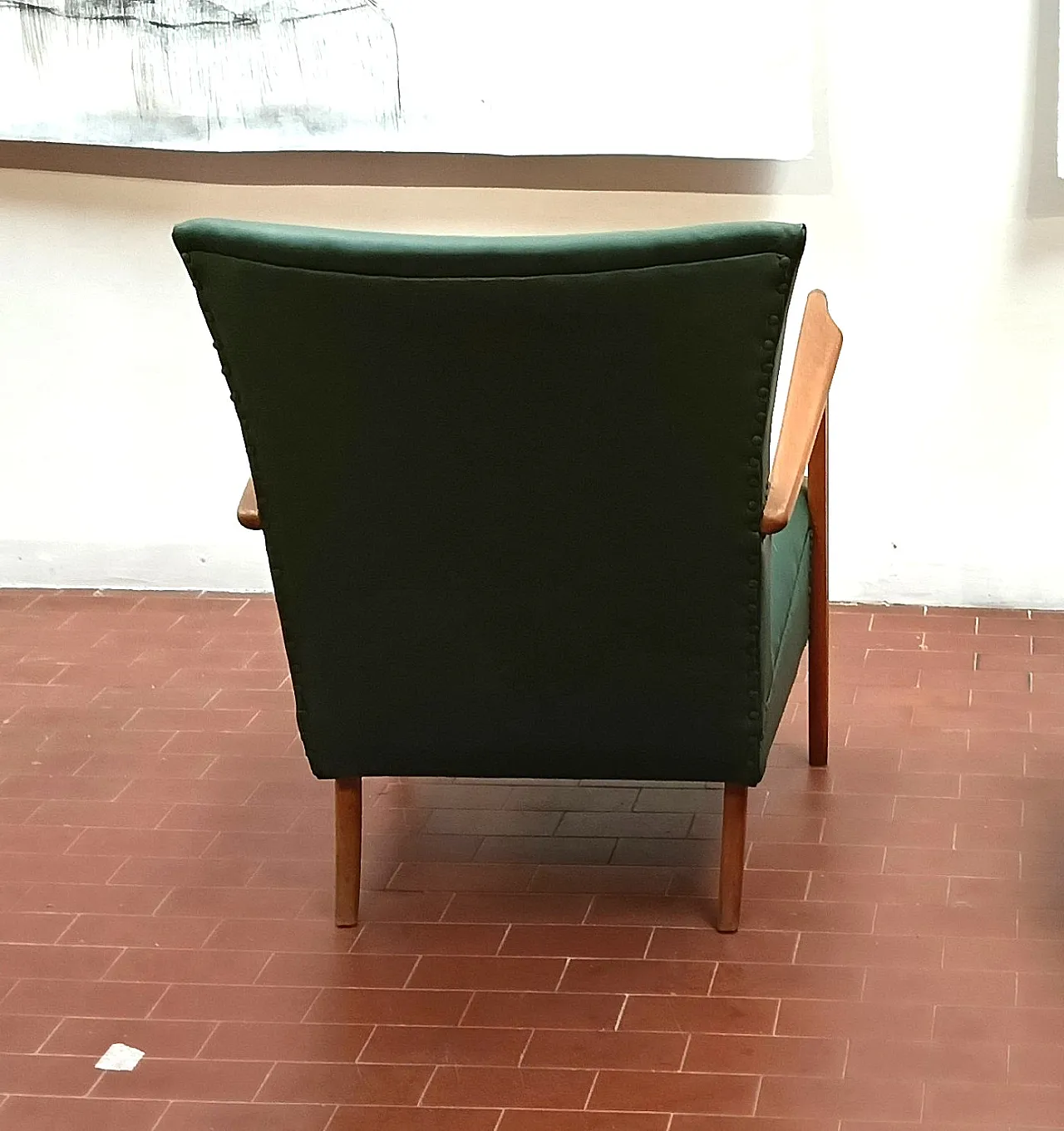 Pair of armchair 401 by Cassina walnut, calfskin, 50s 33