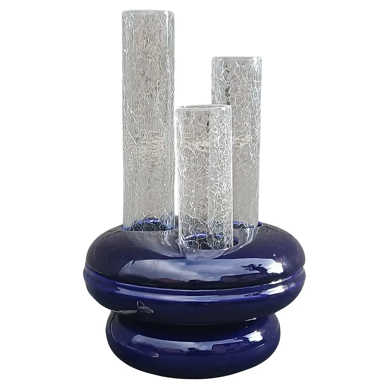 Cracklé ceramic and glass lamp by F.Simone for Casarte, 1970s 1