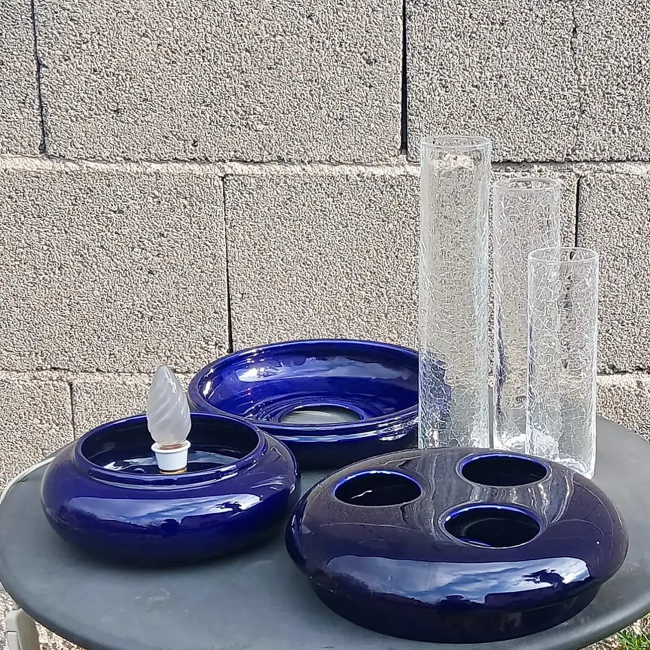 Cracklé ceramic and glass lamp by F.Simone for Casarte, 1970s 10