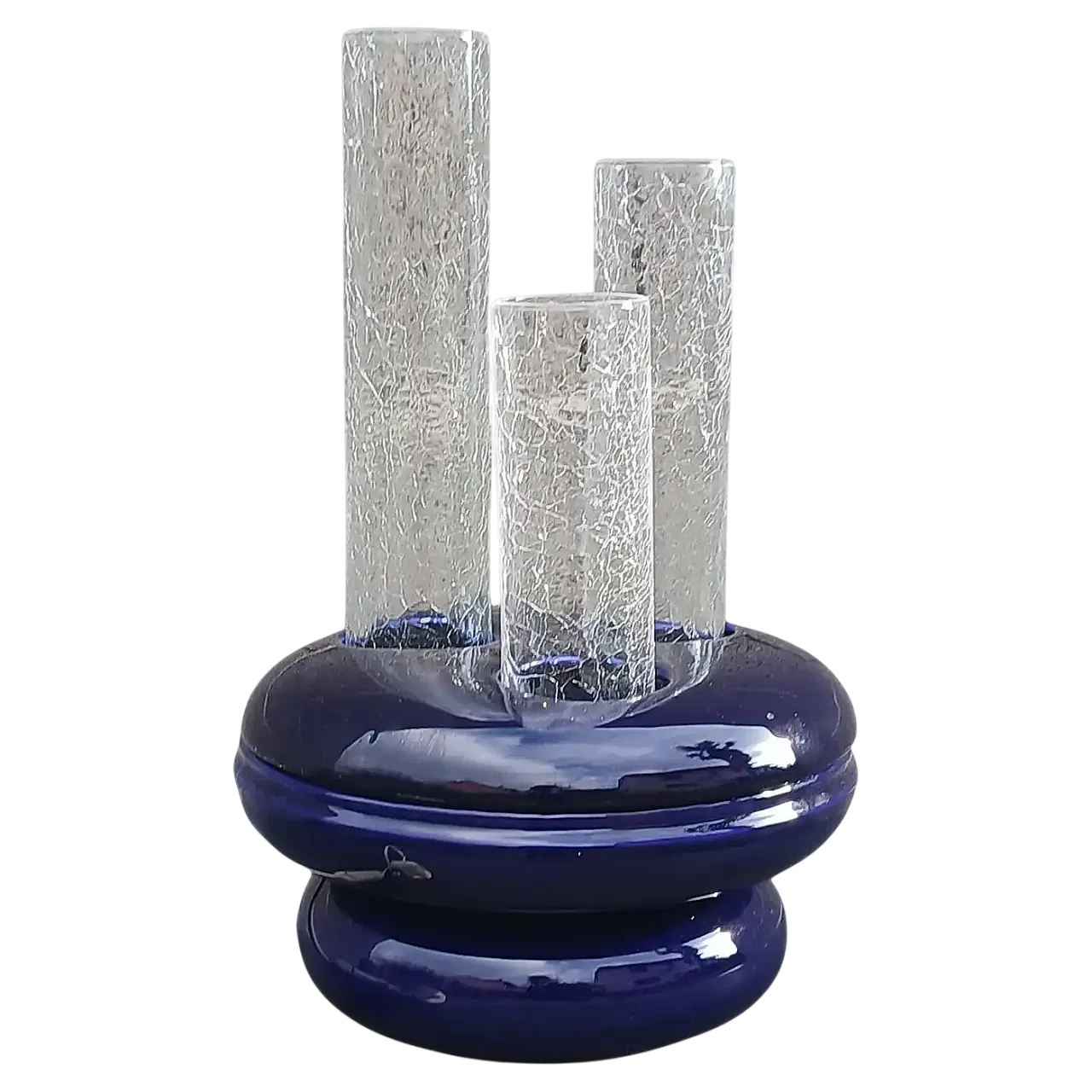 Cracklé ceramic and glass lamp by F.Simone for Casarte, 1970s 14