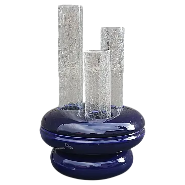 Cracklé ceramic and glass lamp by F.Simone for Casarte, 1970s