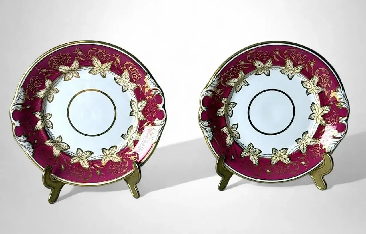 Coppia di vassoi da dessert Porcelaine De Paris, fine '800 2