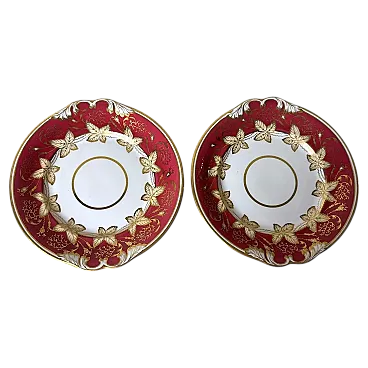 Coppia di vassoi da dessert Porcelaine De Paris, fine '800