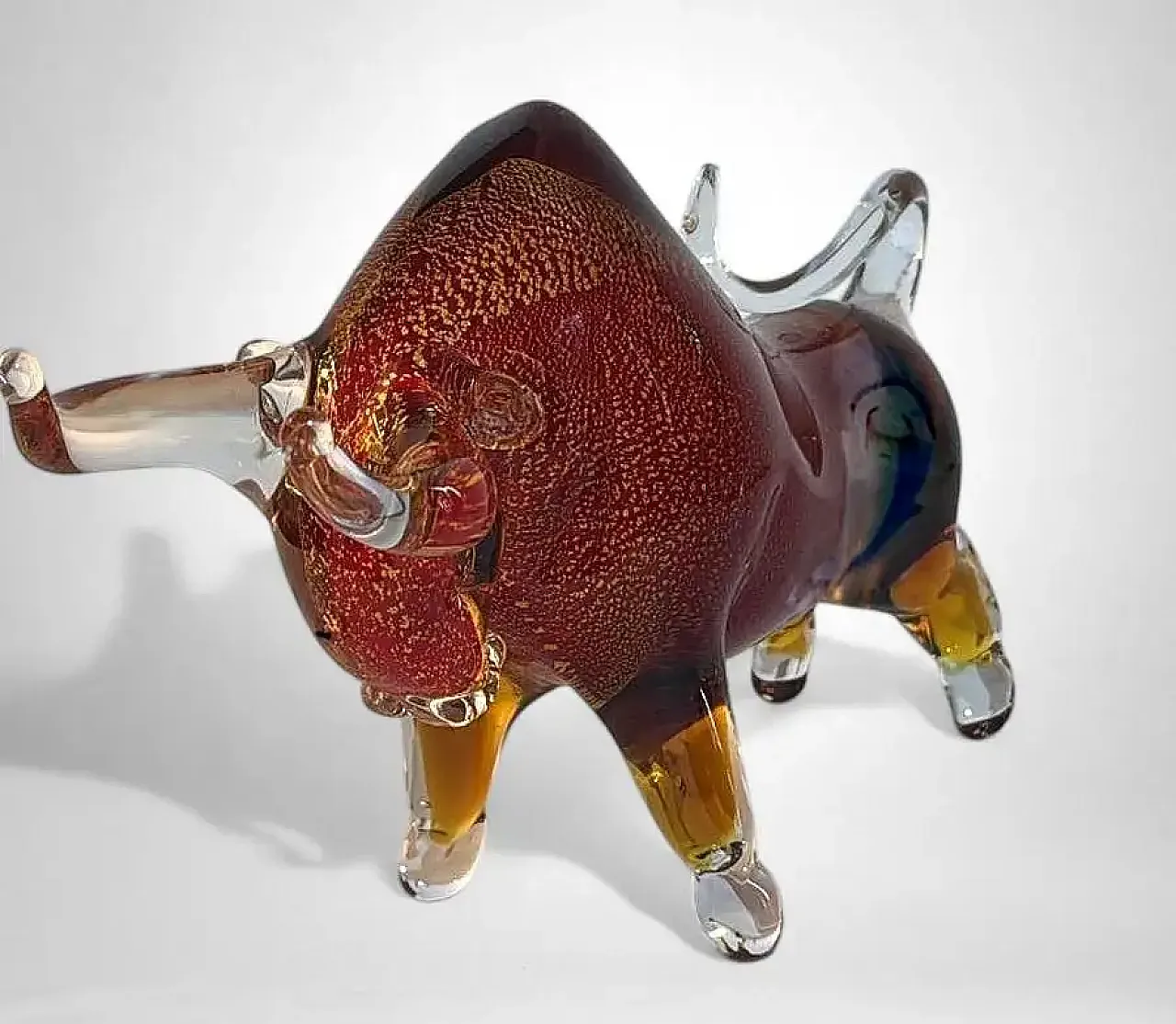 Scultura di toro in vetro rosso di Murano Tecnica del Sommerso, '900 4