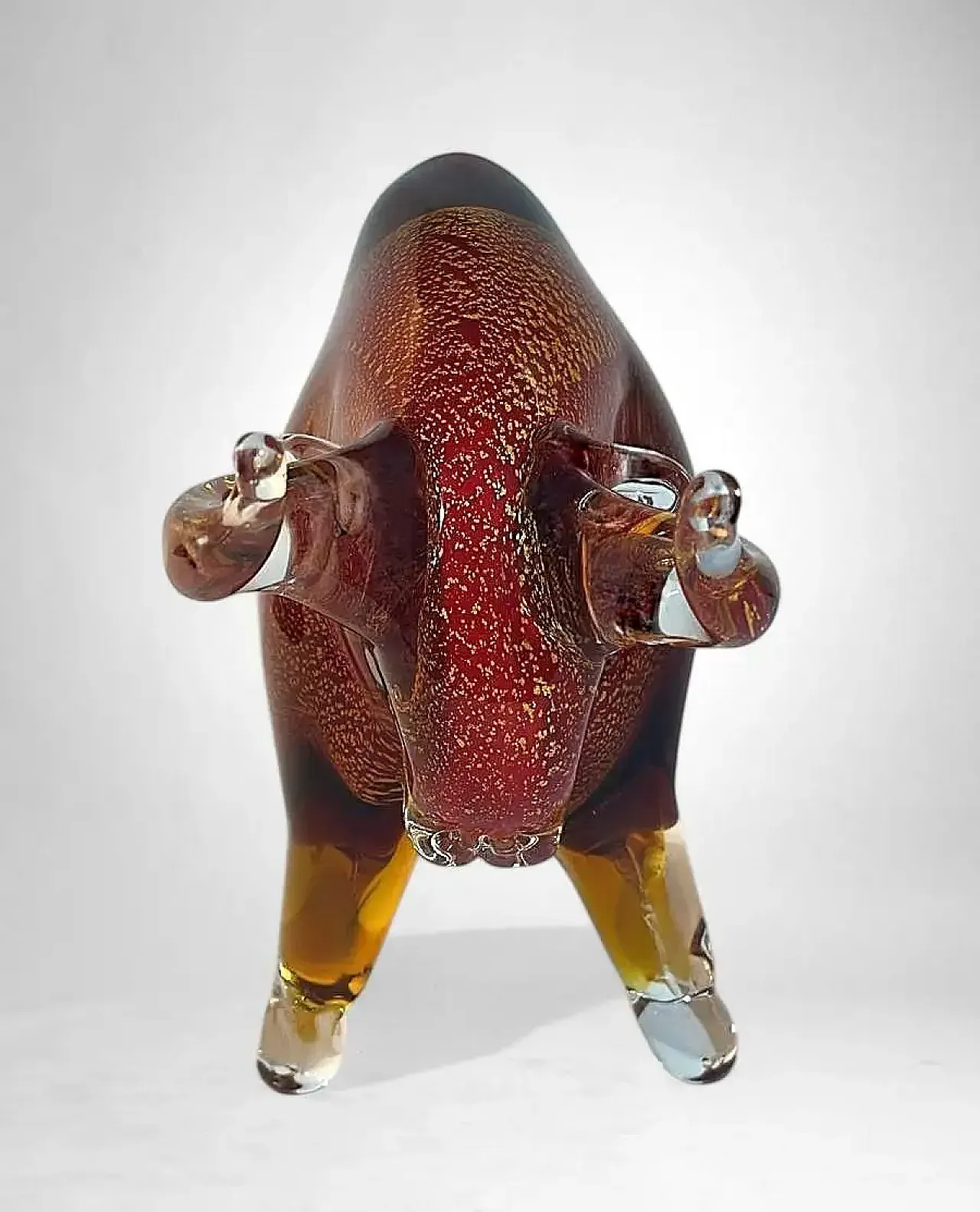 Scultura di toro in vetro rosso di Murano Tecnica del Sommerso, '900 7