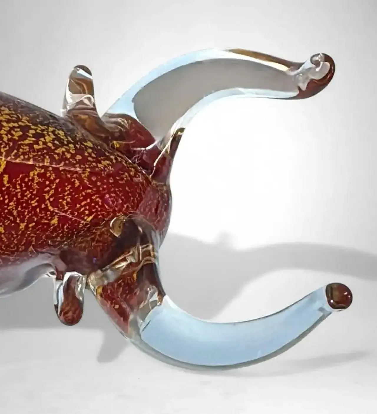 Scultura di toro in vetro rosso di Murano Tecnica del Sommerso, '900 10