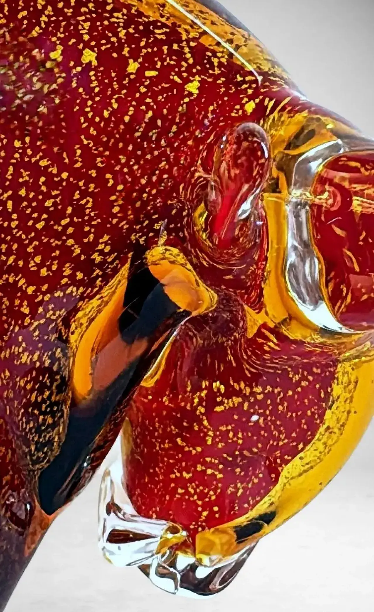 Scultura di toro in vetro rosso di Murano Tecnica del Sommerso, '900 13
