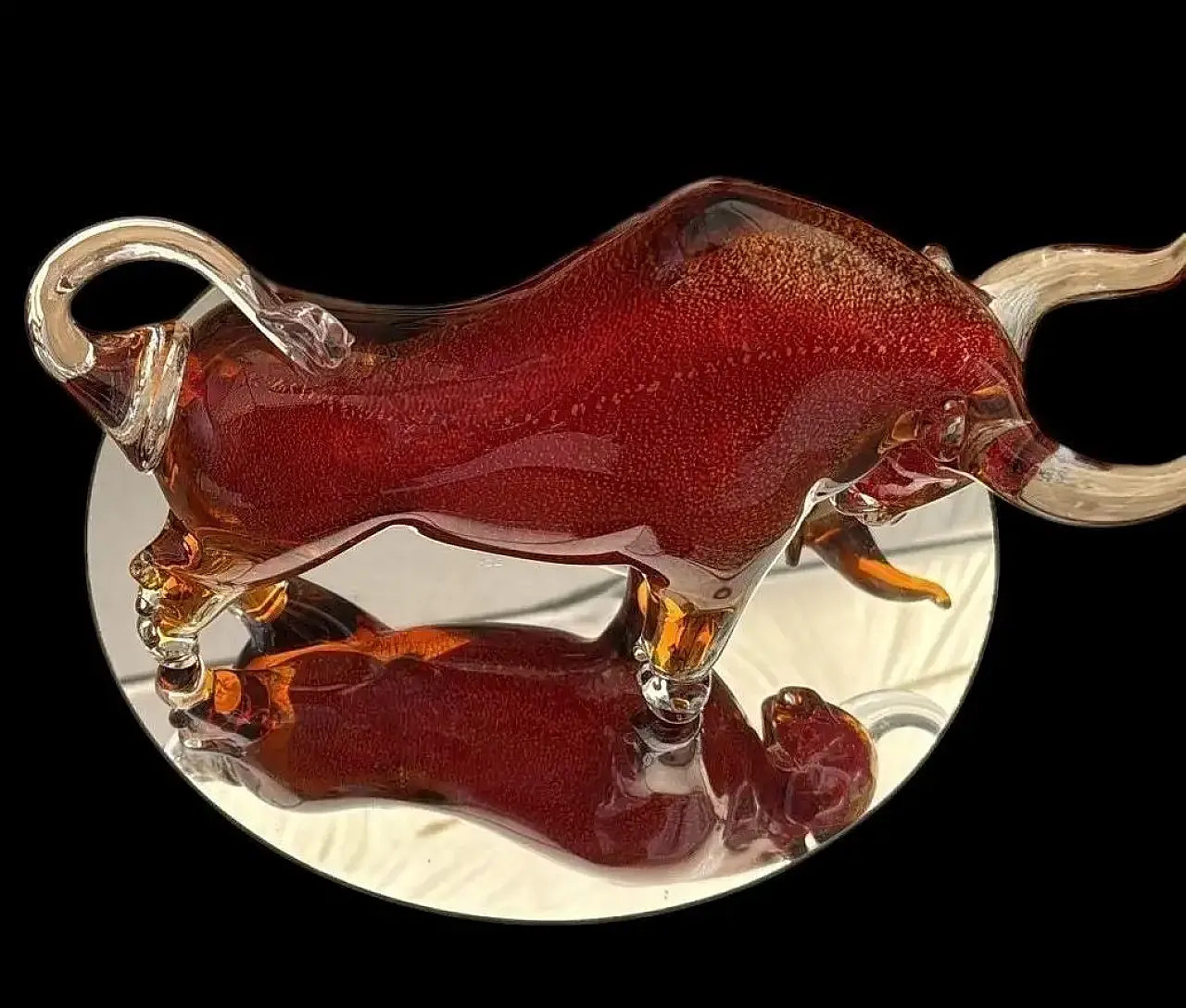 Scultura di toro in vetro rosso di Murano Tecnica del Sommerso, '900 14