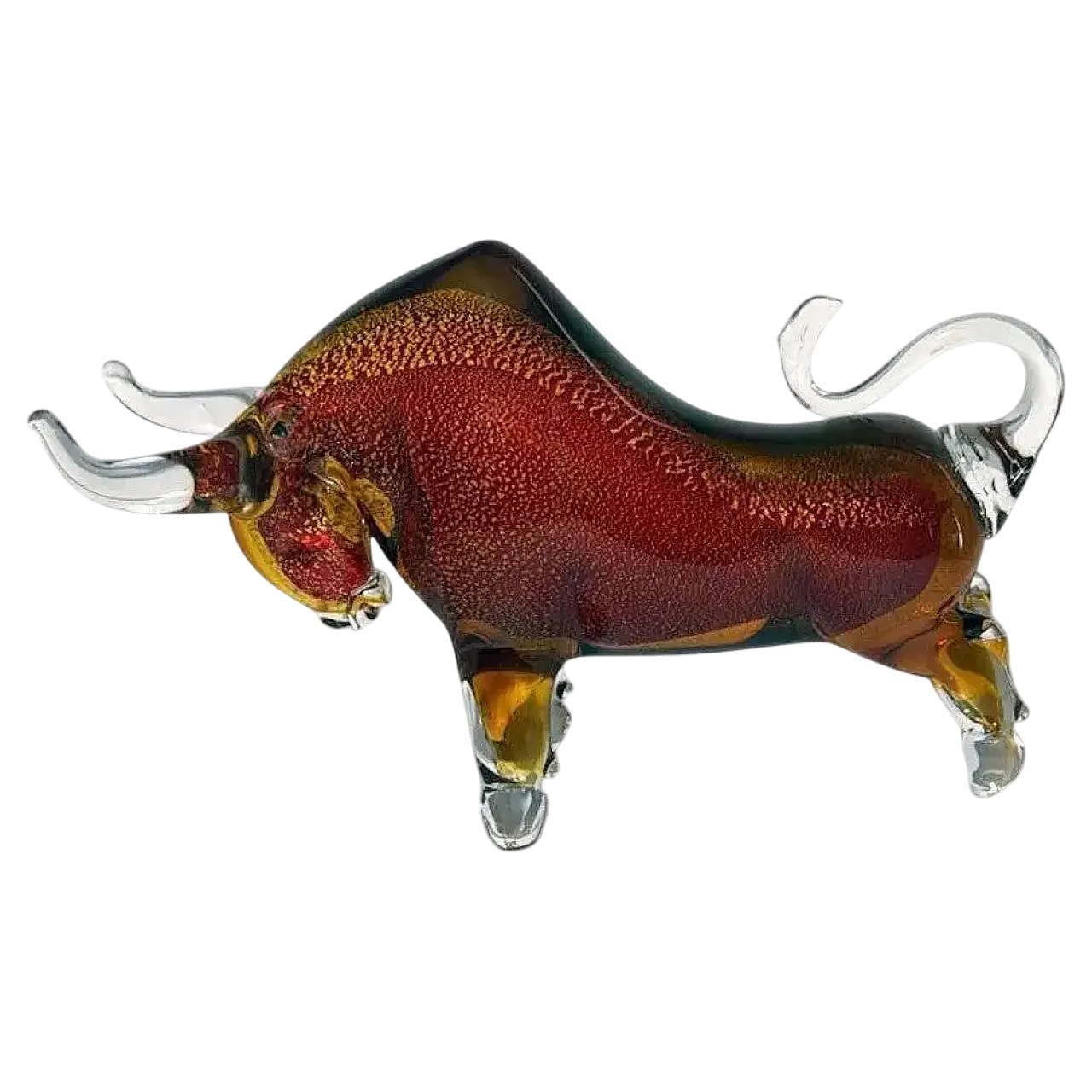 Scultura di toro in vetro rosso di Murano Tecnica del Sommerso, '900 16