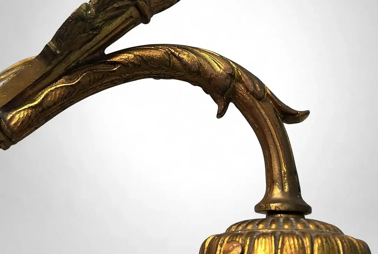 Pair of gilded bronze and cut glass wall lamps, 20th century 11