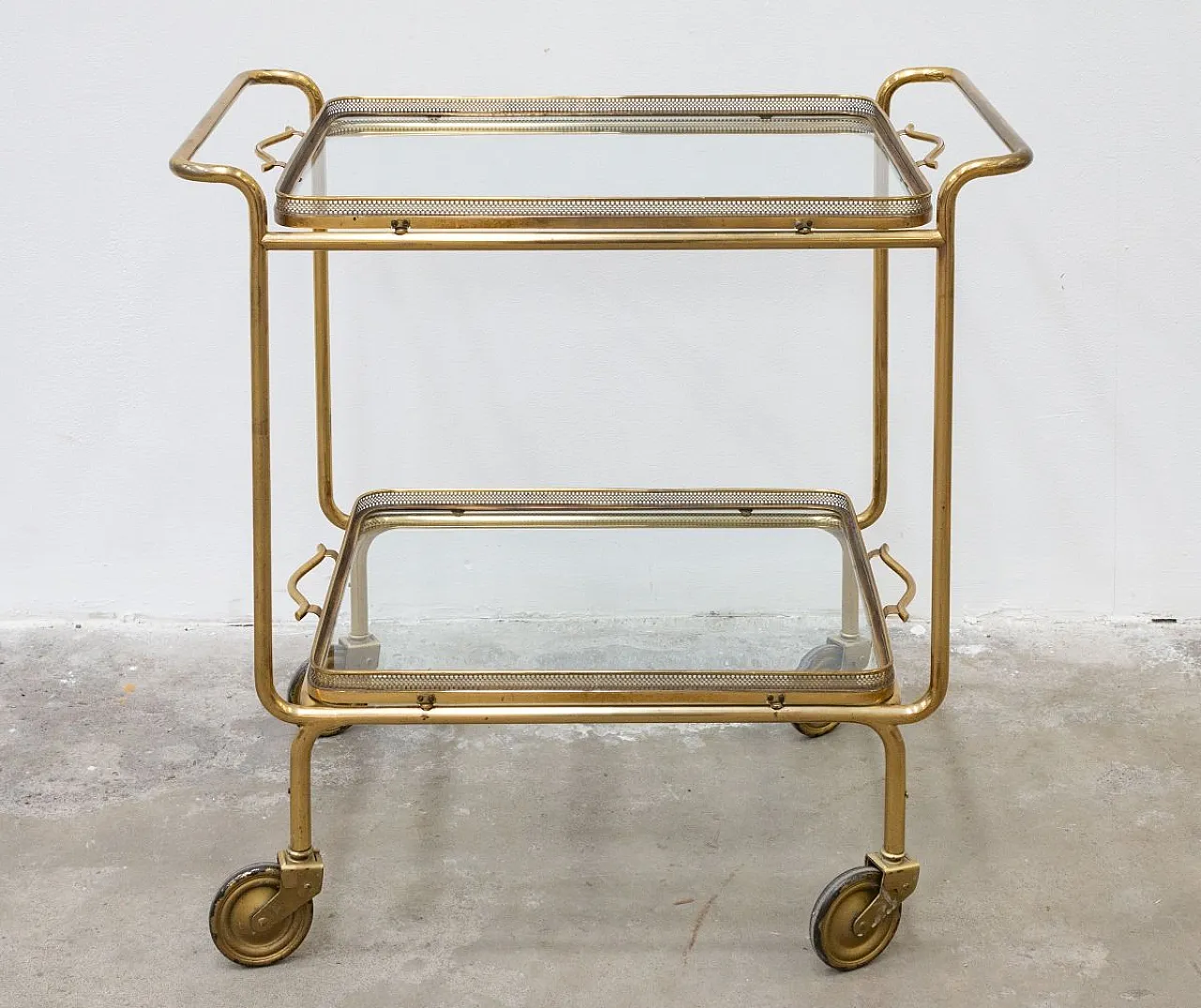 Brass and glass food cart, 20th century 1