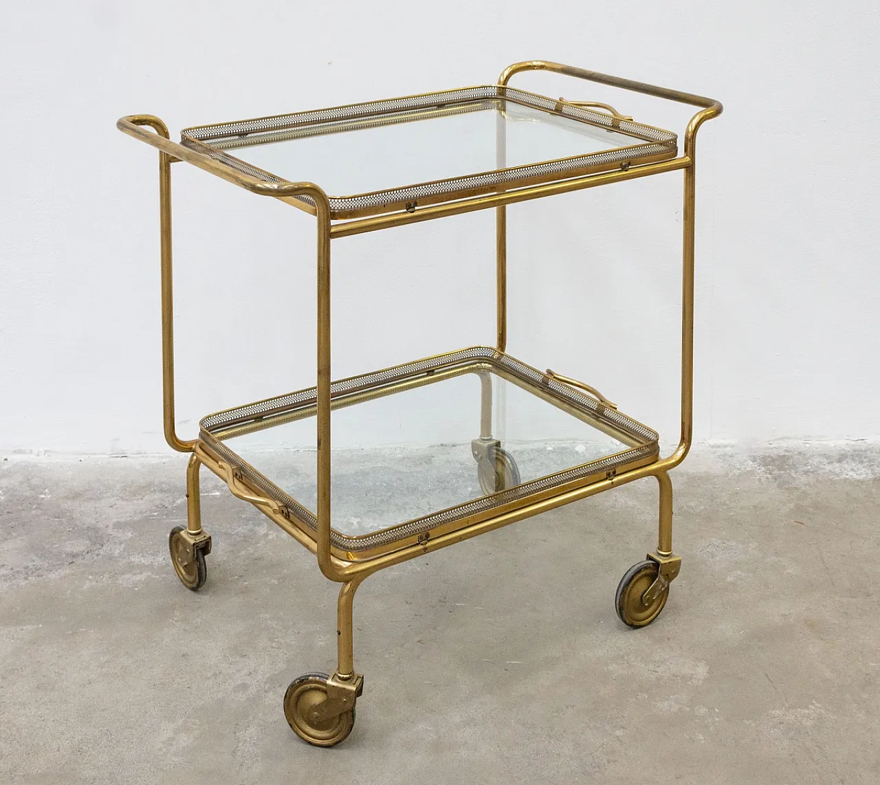 Brass and glass food cart, 20th century 2