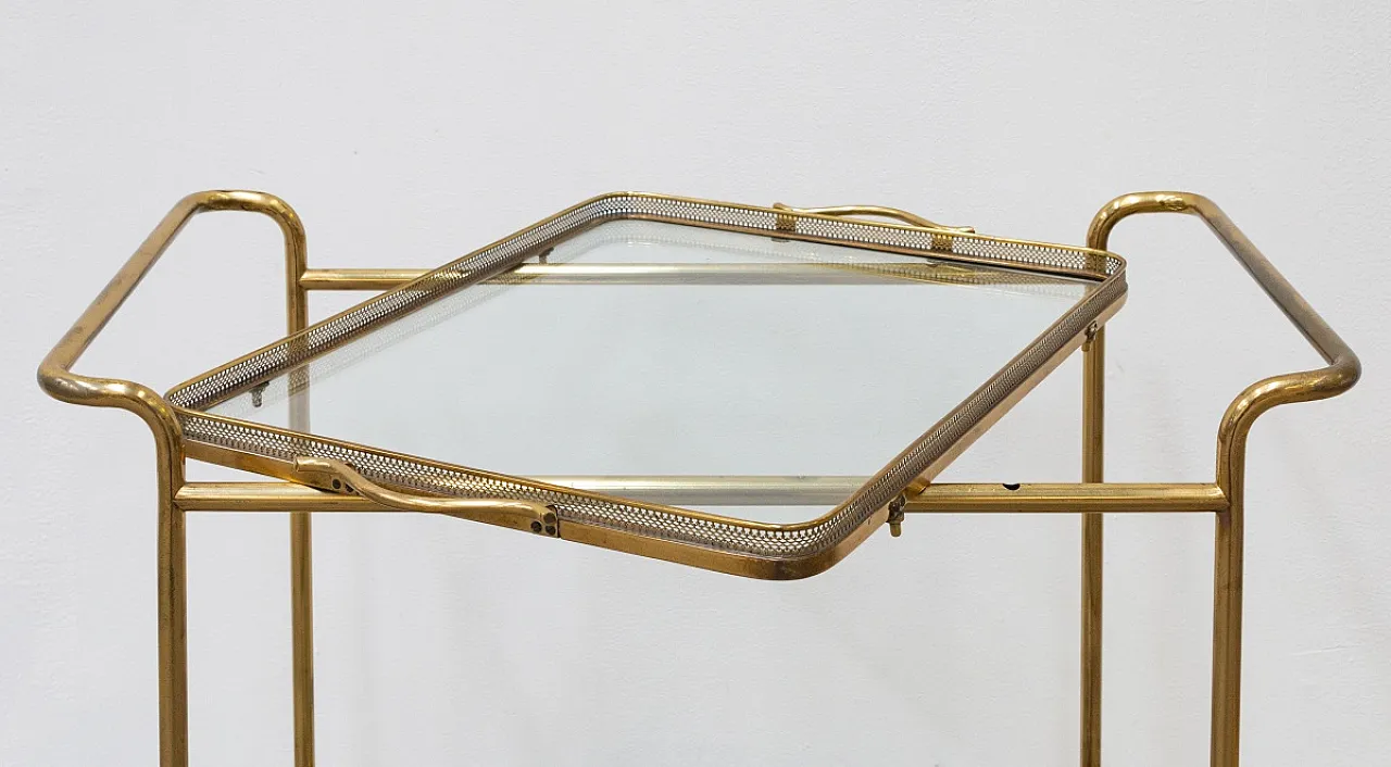 Brass and glass food cart, 20th century 6