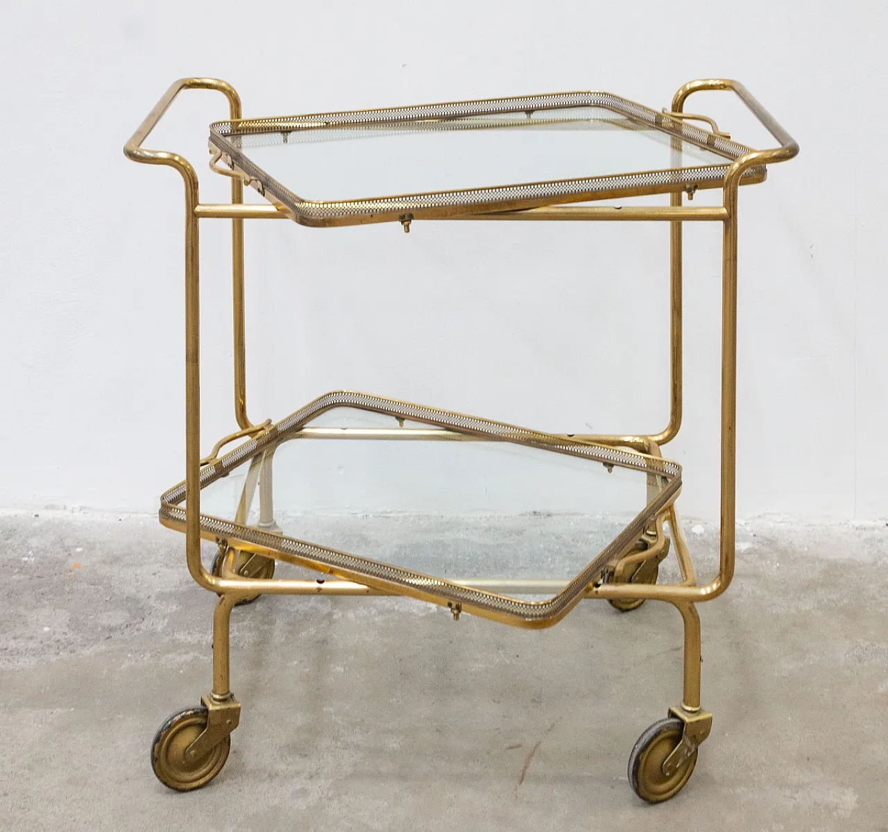 Brass and glass food cart, 20th century 7