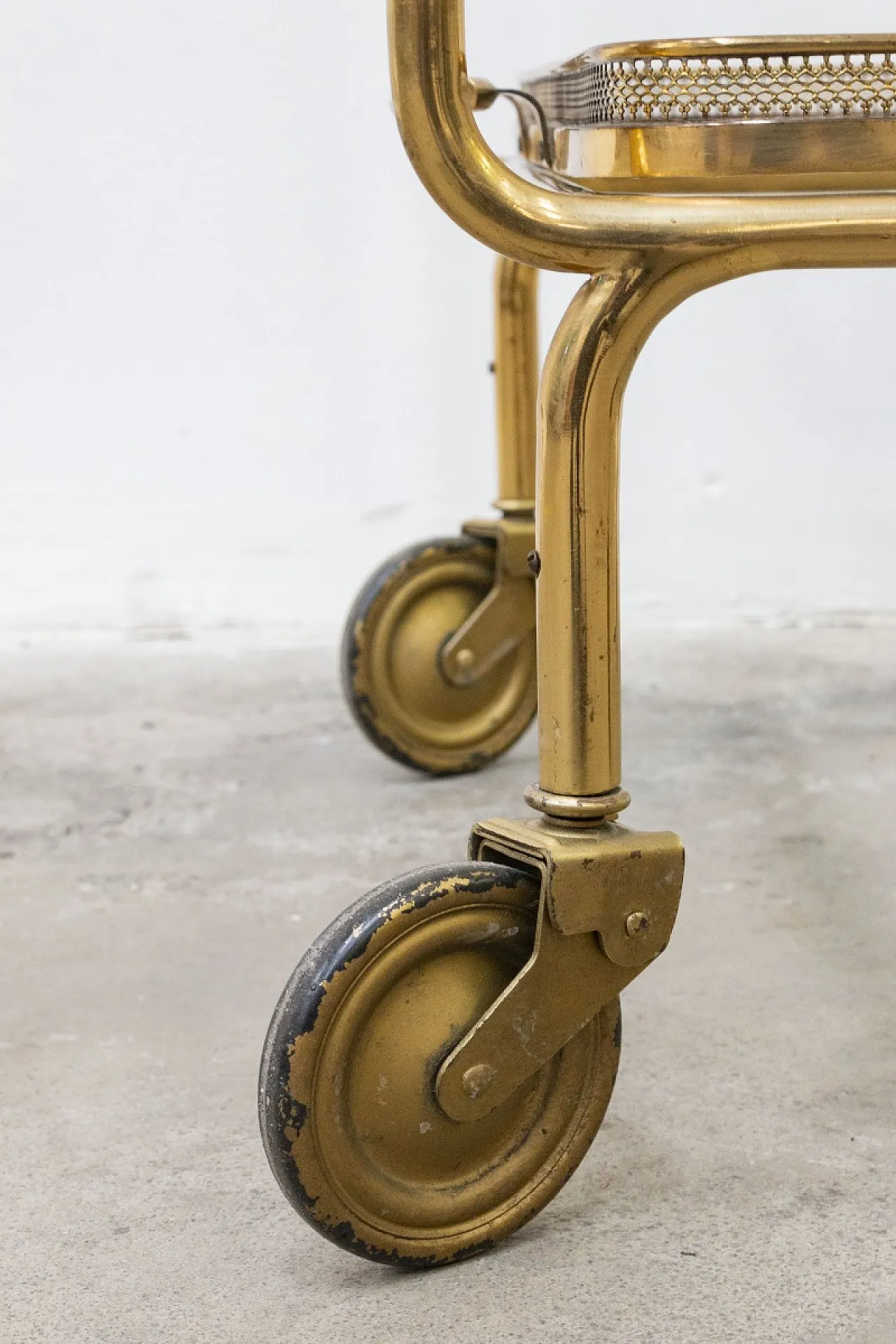 Brass and glass food cart, 20th century 8