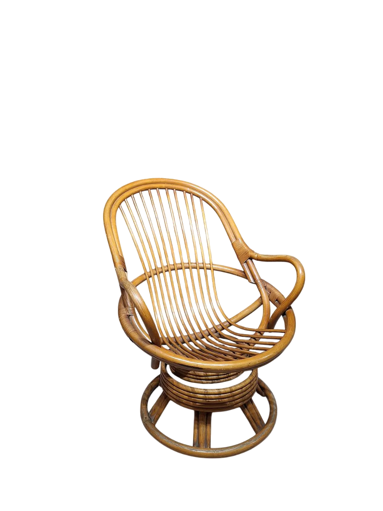 Swivel rocking chair in bamboo, 1970s 7