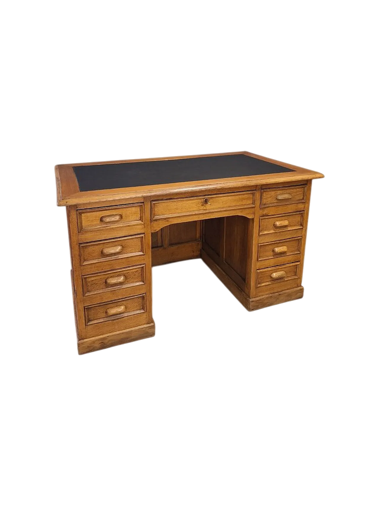 Oak executive desk with leather top, 1940s 14