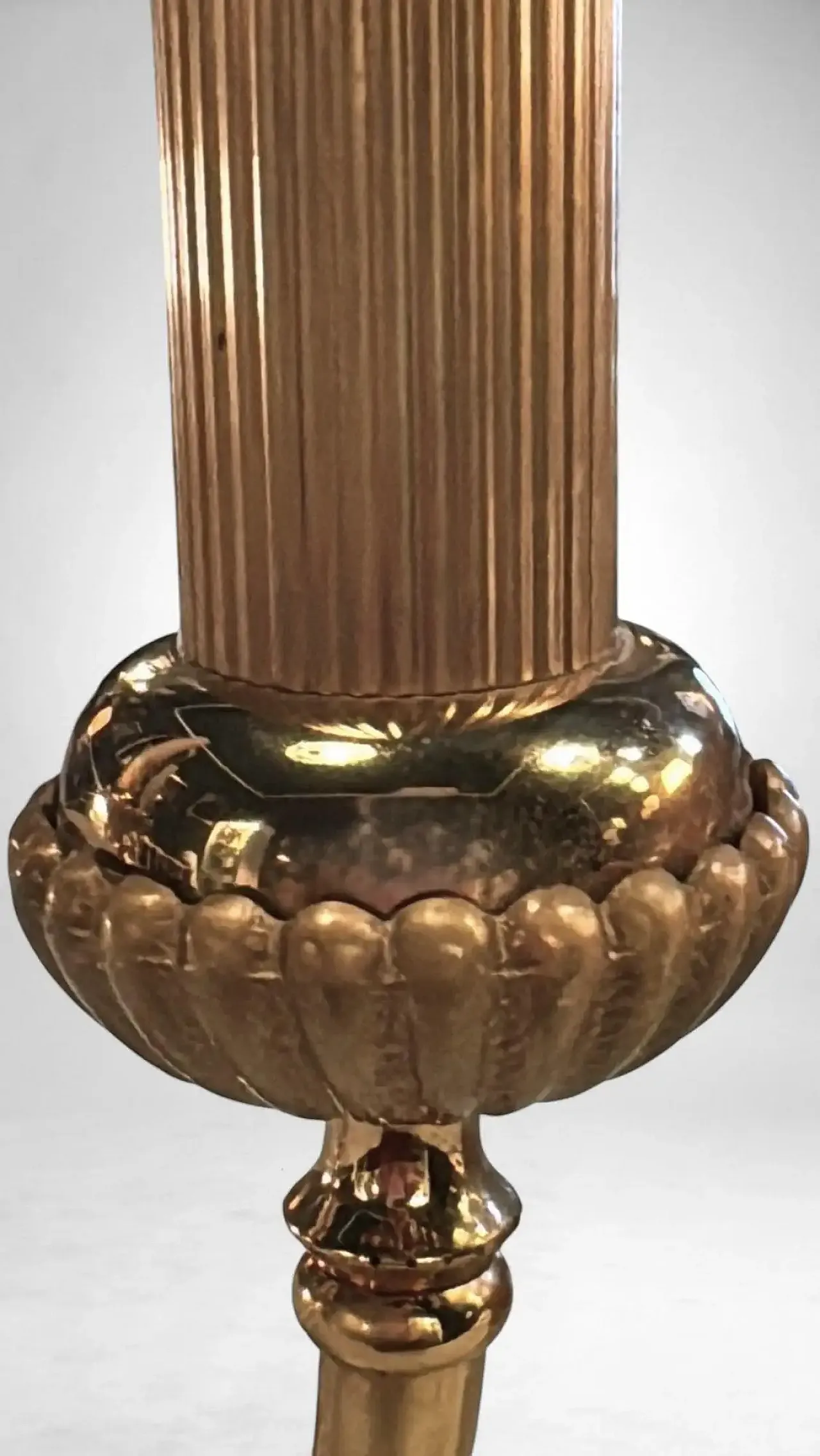Coppia di lampade a due luci in ottone dorato stile Impero, '800 12