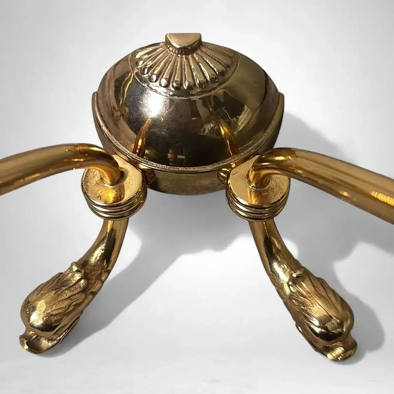 Coppia di lampade a due luci in ottone dorato stile Impero, '800 14