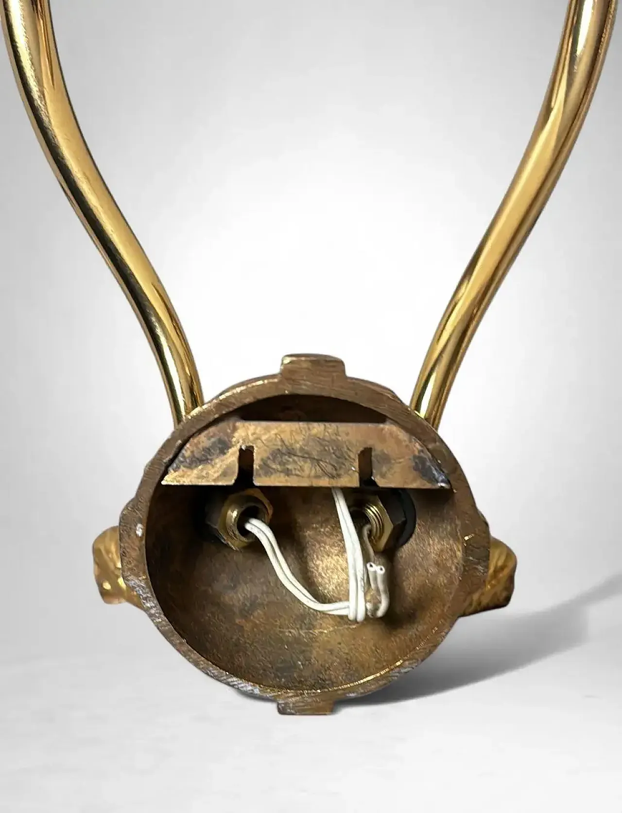 Coppia di lampade a due luci in ottone dorato stile Impero, '800 15