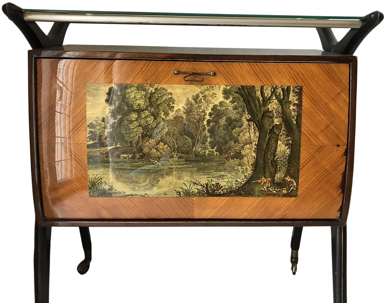 Wood, steel and glass bar cabinet by CR Padova, 1930s 5