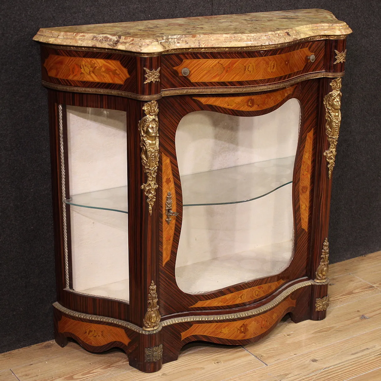 Credenza francese intarsiata in stile Napoleone III, '900 1