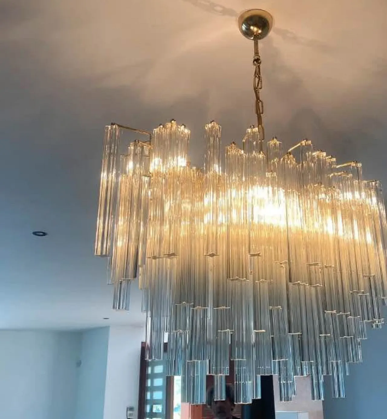 Chandelier and pair of Venini Novaresi Murano wall lights, 70s 1