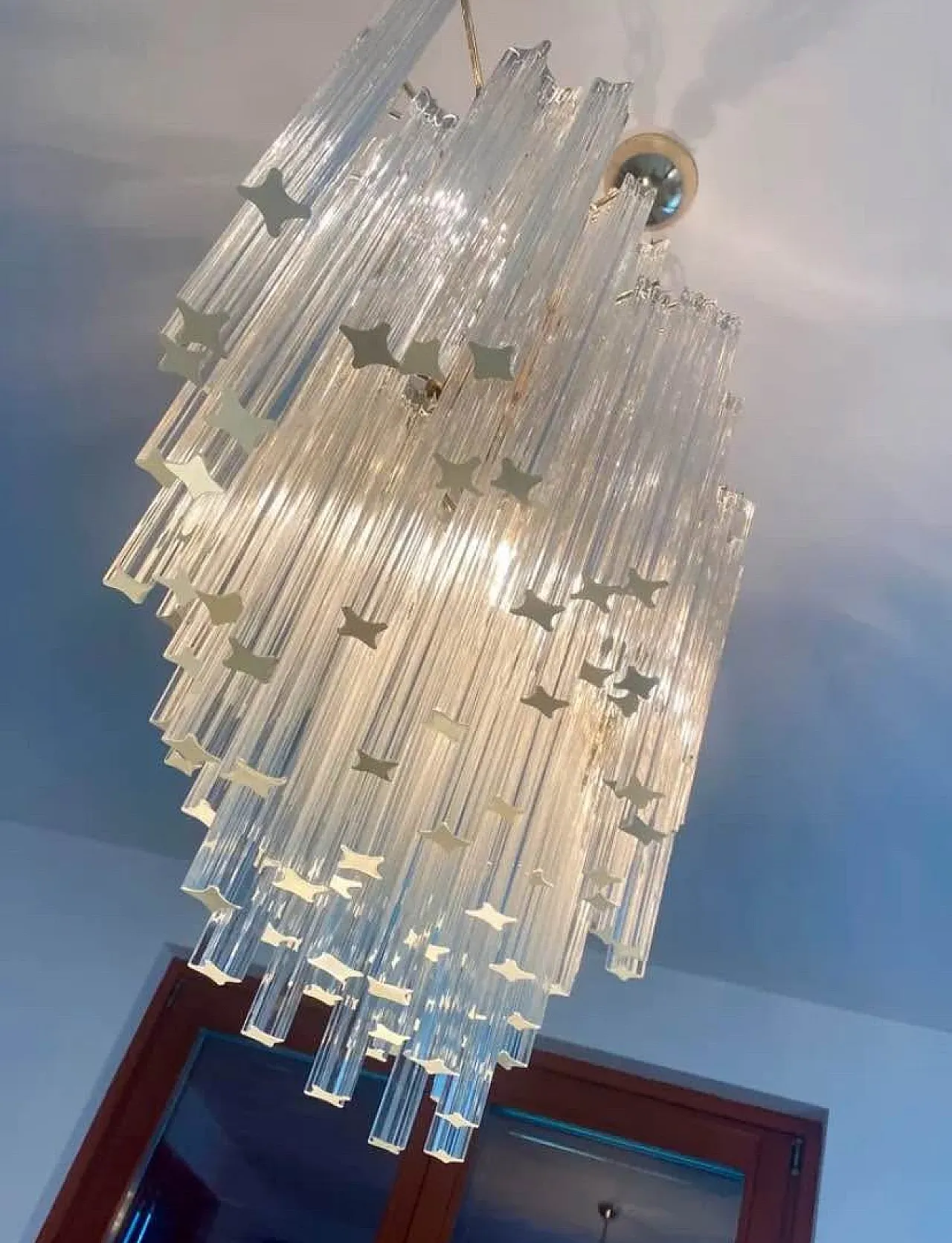 Chandelier and pair of Venini Novaresi Murano wall lights, 70s 2
