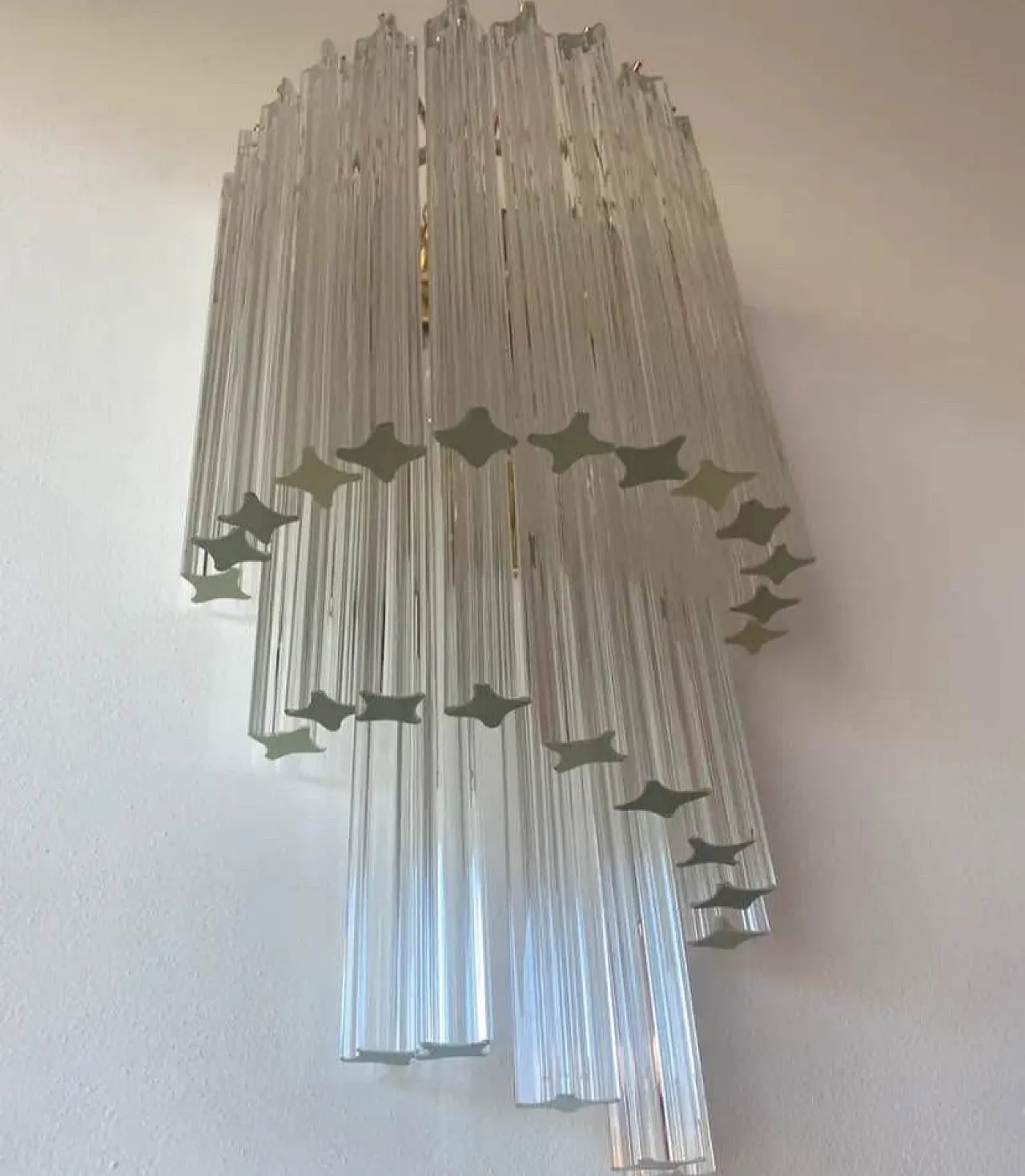 Chandelier and pair of Venini Novaresi Murano wall lights, 70s 6