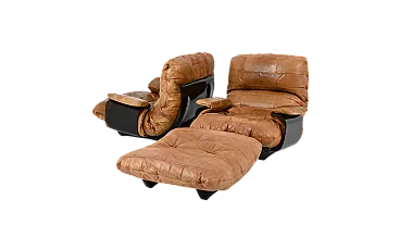 Poltrone lounge e pouf Marsala di Michel Ducaroy per Ligne Roset, 1970