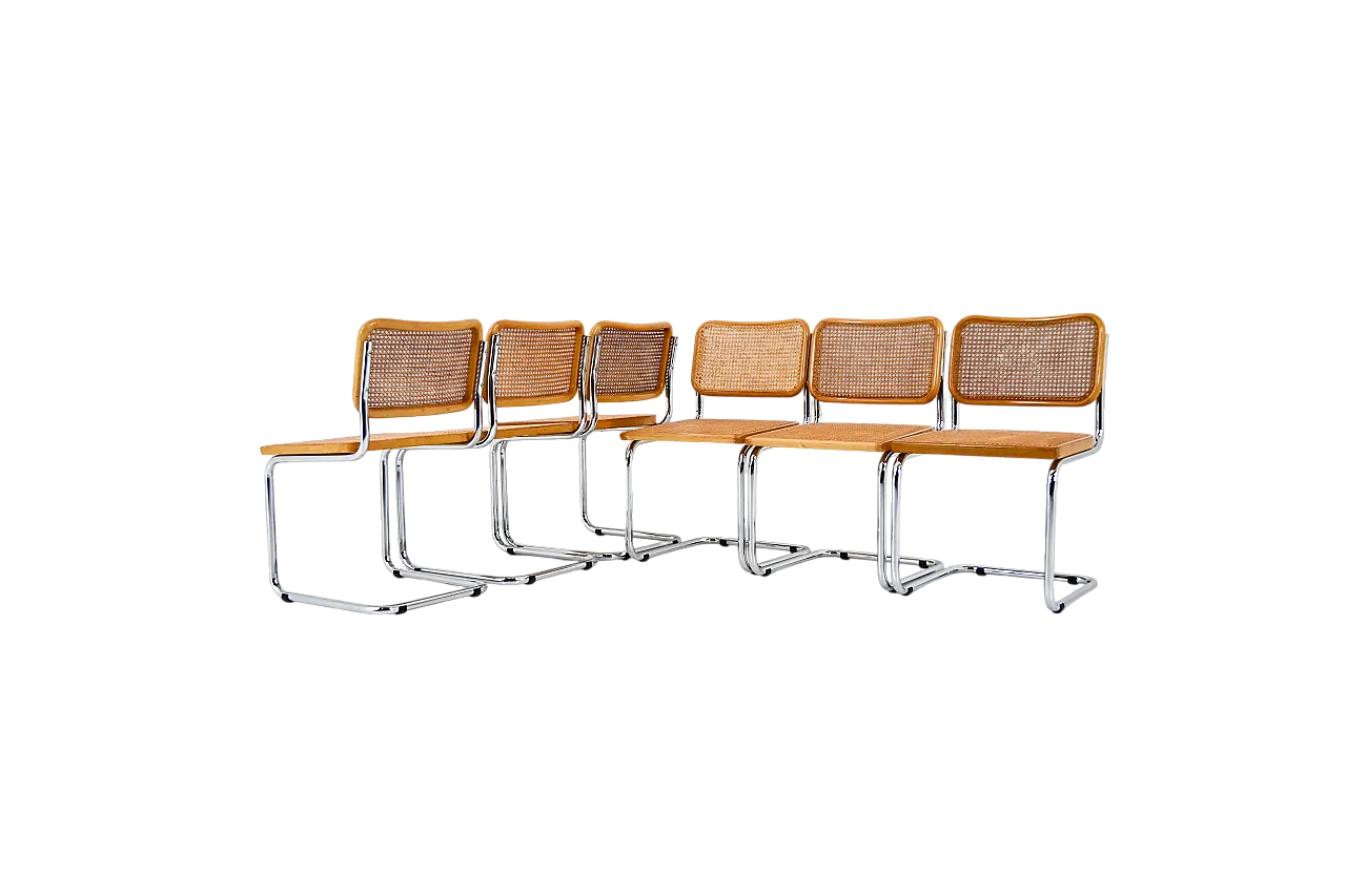 6 Sedie da pranzo stile B32 di Marcel Breuer, anni '80 10