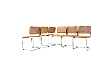 6 Sedie da pranzo stile B32 di Marcel Breuer, anni '80