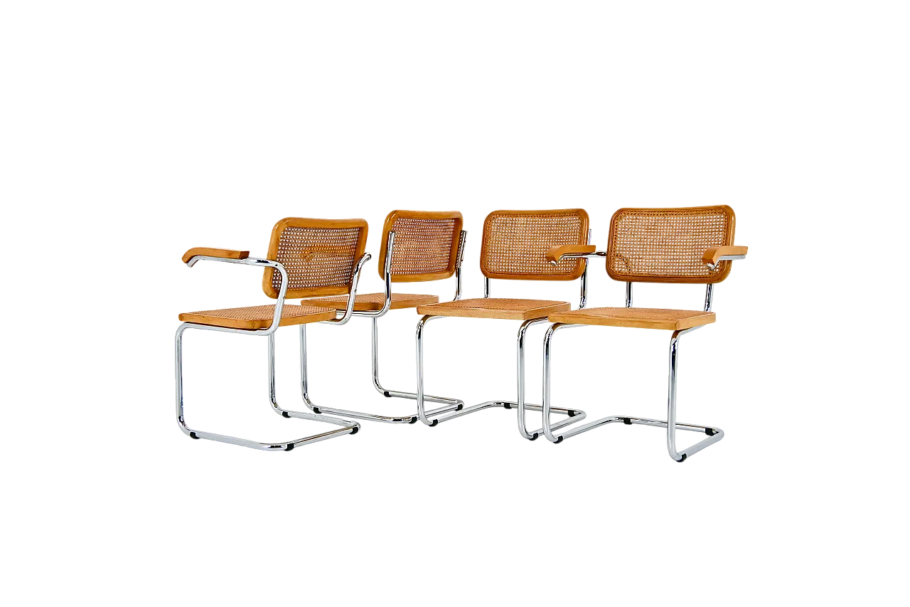 4 Sedie da pranzo stile B32 di Marcel Breuer, anni '80 11