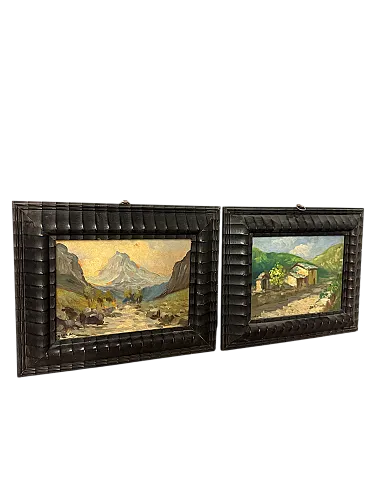 Coppia di dipinti olio su tavola, '800