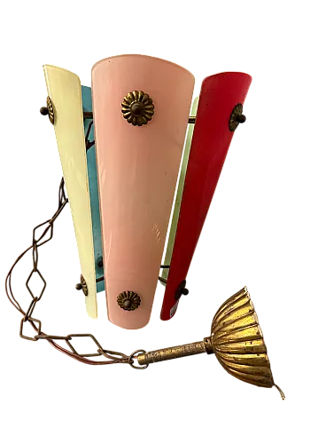 Lampadario  Mid Century in vetri colorati, anni '50