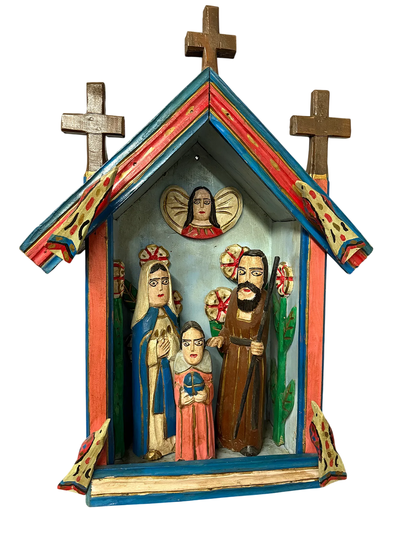 Wood sculpture and hut with Nativity, 20th century 8
