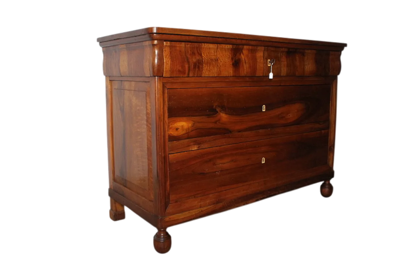 Comò cassettone cappuccino Carlo X in noce, 1820 19