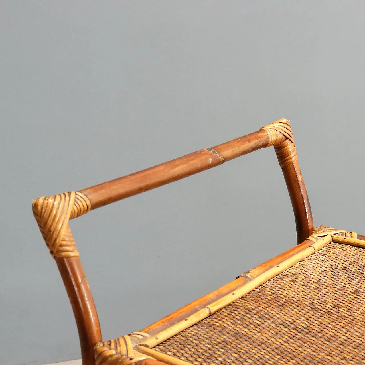 Bamboo frame kitchen cart with wicker shelves, 20th century 5