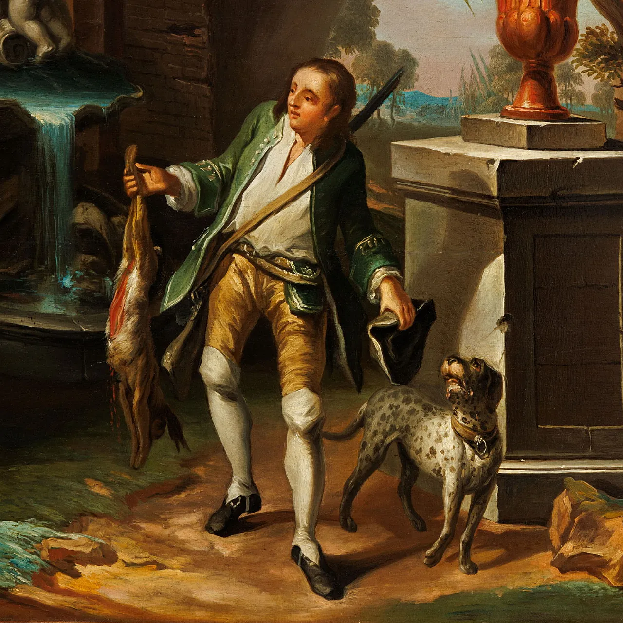 Festa galante nel parco, dipinto a olio su tavola, metà '700 5