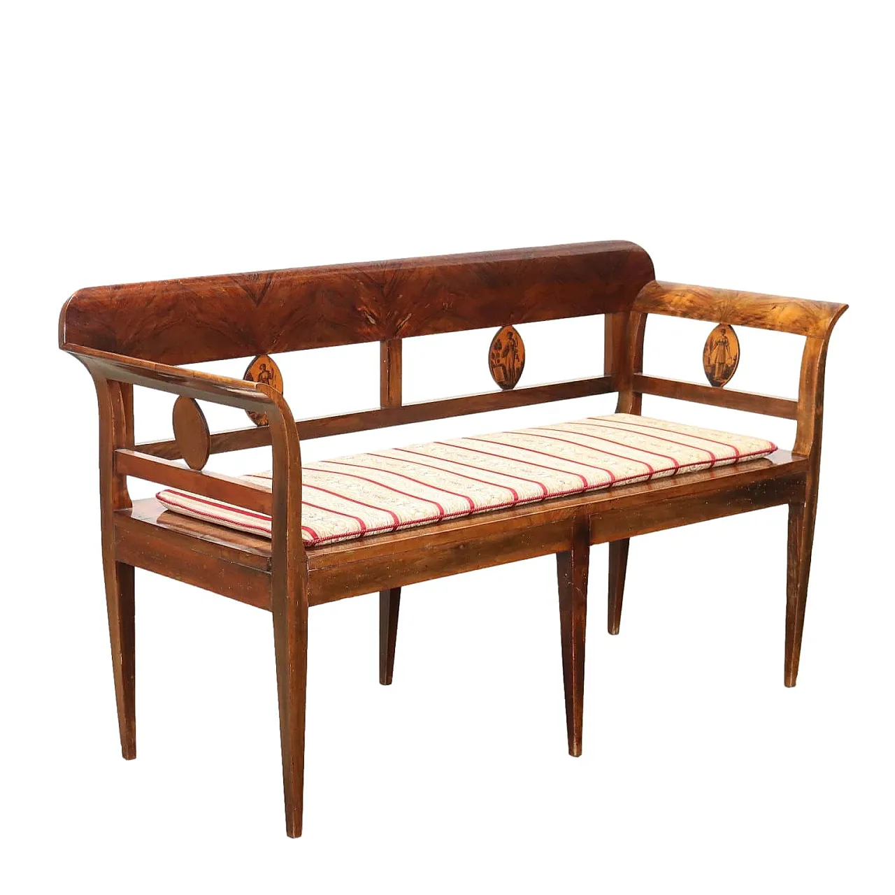 Divanetto Impero in noce e tessuto, '800 1